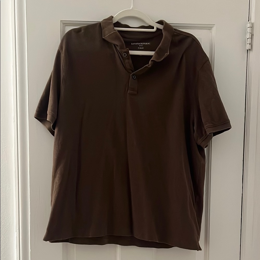 Banana Republic Men's Dark Brown Polo Shirt
